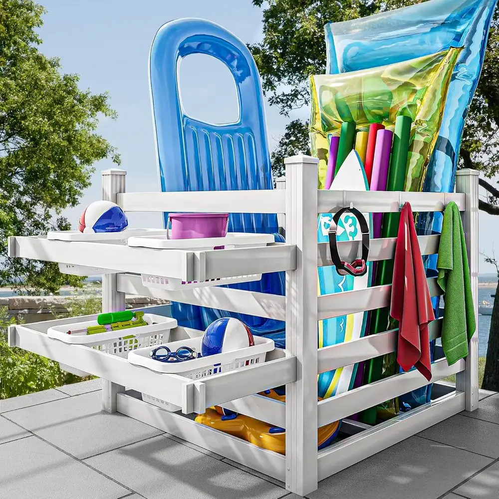 Pool Storage Bin with Towel Ra - Beach Towel Large 评论和价格